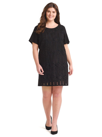 Faux Suede Black Shift Dress