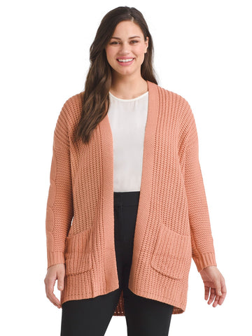 Cableknit Coral Cardigan