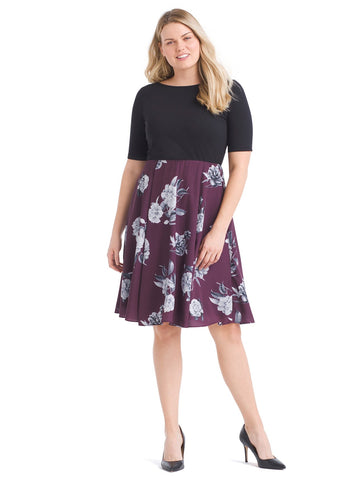 Floral Twofer Fit-And-Flare Dress