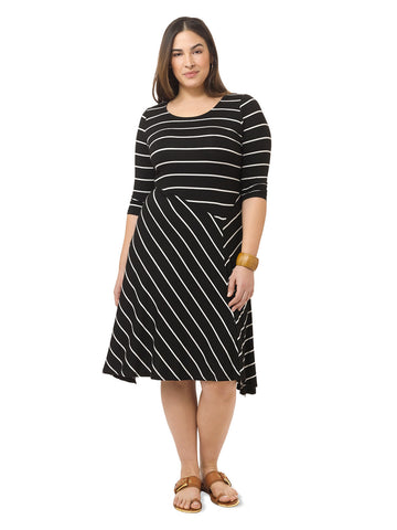 Stripe Uneven Hem Dress