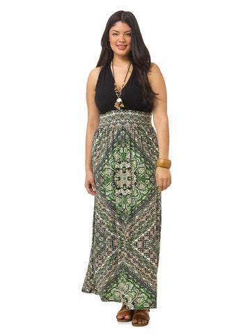 Colorblocked Printed Maxi Dress