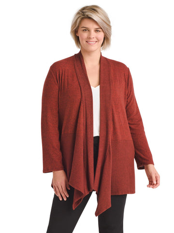 Ribbed Contrast Draped Cardigan