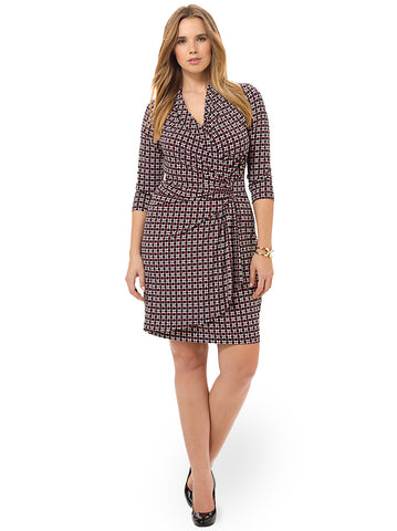 Geo Dot Cascade Wrap Dress