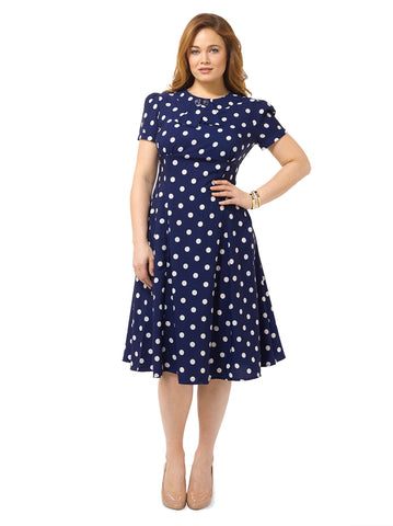 Madden Dress In Navy Dot Print