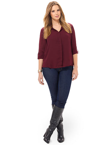 Rolled Sleeve Blouse In Brandywine