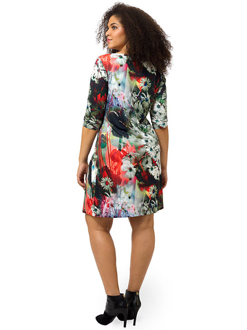 Abstract Daisy Printed Shift Dress