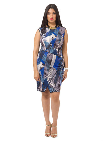 Mixed Print Asymmetrical Hem Dress