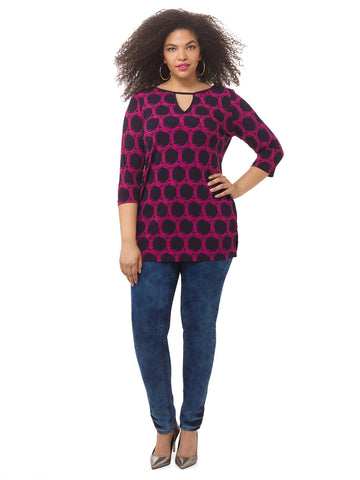 Keyhole Tunic In Fuchsia Print