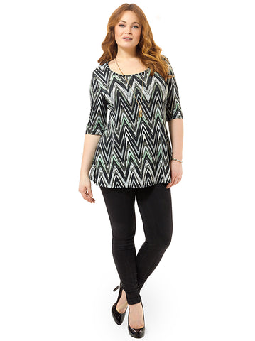 Thea Tunic In Gray Abstract Chevron