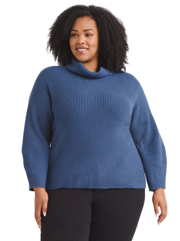 Chunky Ribbed Cool Dusk Cowl Neck Sweater