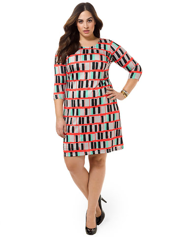 Painterly Geometric Shift Dress