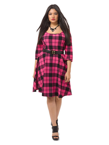 Rose and Black Check Dress