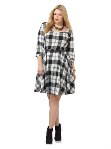 White and Black Check Dress