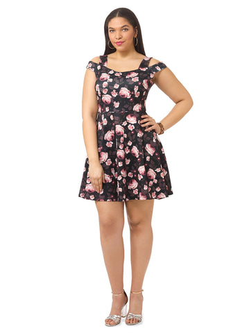 Fleur Scuba Bardot Dress With Straps