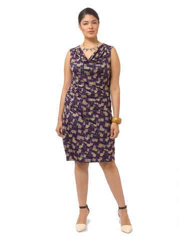 Geometric Print Ruched Dress