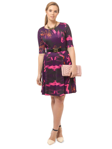 Neon Brushstroke Fit & Flare Dress