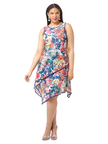 Asymmetrical Hem Floral Dress