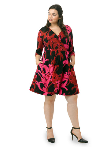 Wrap Dress In Crimson Cherry