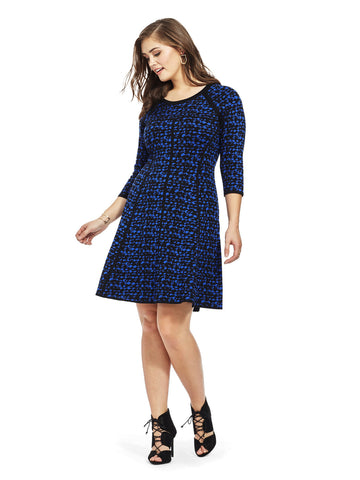 Sweater Dress In Blue Pebble Print