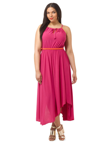 Kaia Halter Maxi Dress In Fuchsia Red