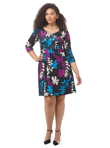 Colorblock Vine Printed Chelsea Dress