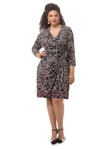 Paillette Printed Faux Wrap Dress