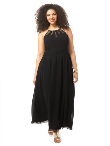 Lace Spliced Maxi Dress