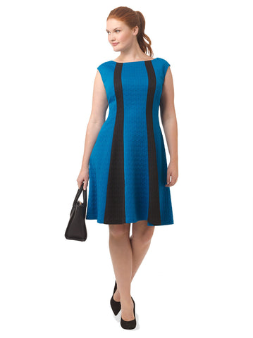 Fit & Flare Dress In Black & Blue