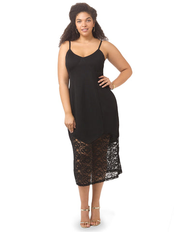 Sheer Lace Hem Maxi Dress