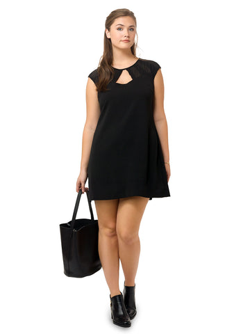 Mesh Cut Out Dress In Black