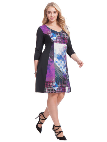 Patchwork Printed A-Line Dress