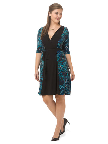 Mix Wrap Dress in Mystic Peacock Print