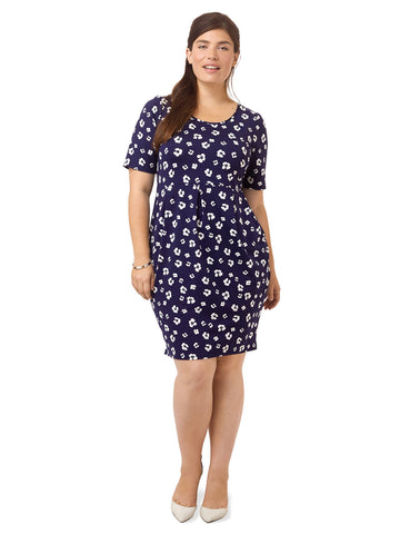 Navy Flower Print Dress