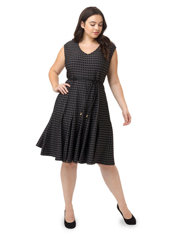 Jacquard Dress In Black Graphite