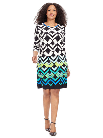 Shift Dress In Large Chevron