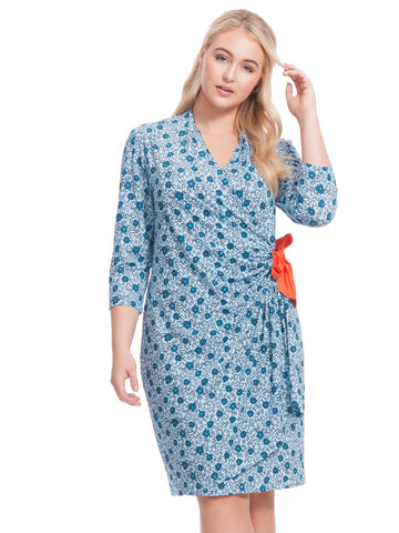 Ditsy Print Faux Wrap Dress