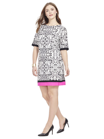 Shift Dress In Damask Print