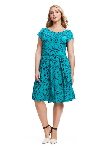 Cap Sleeve Ilana Dress In Jade Dot