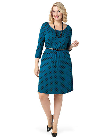 Spot Skater Dress With Patent Belt