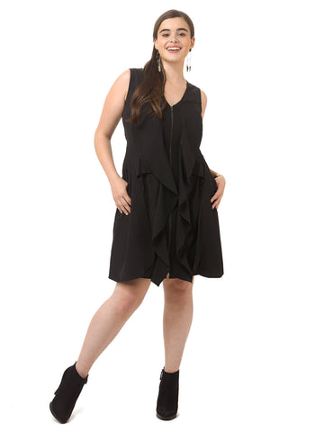 Zip Front Ruffle Tunic Dress