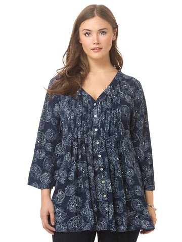 Pintuck Bell Sleeve Blouse In Vivian Angel