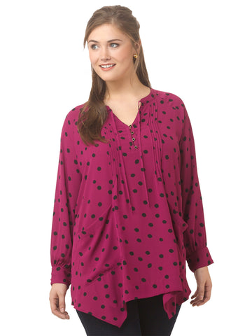 Pintuck Sharkbite Top In Splattered Dots