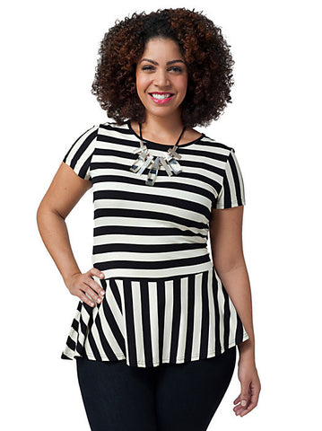 Peplum Top In Stripe