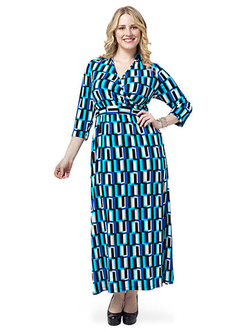 Printed Faux-Wrap Maxi Dress