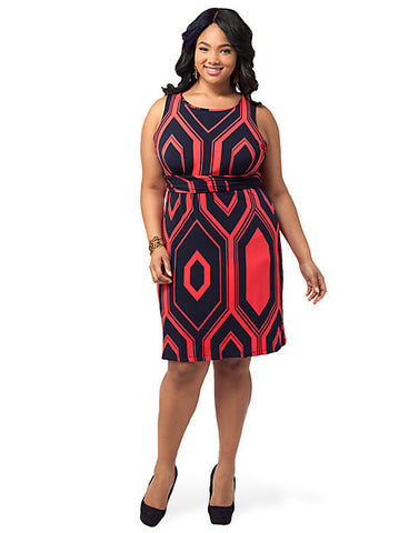 Geometric-Print A-Line Dress