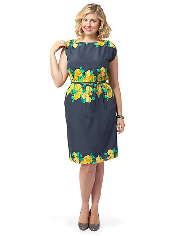 Surplice-back Dress In Navy Floral