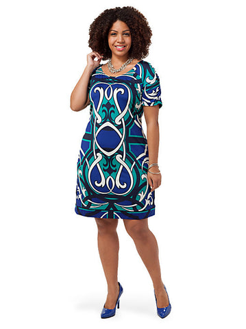 Scroll-Print Dress