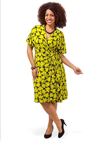 Jersey Wrap Dress In Leaf Print