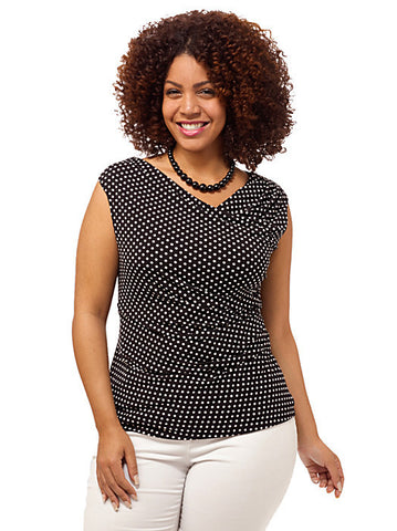 Polka Dot Ruched Top