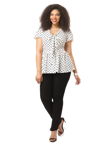 Dotty Tie Neck Top